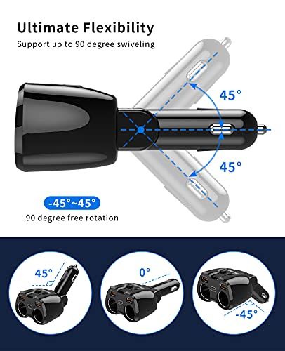 SUPERONE MagSafe Cup Holder Phone Charger & Cigarette Lighter Splitter for iPhone 15/14/13/12 Series, 15W Fast Charging, 180W Total Power, 3 USB Ports