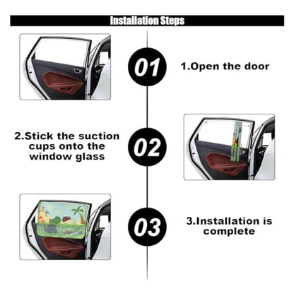 GLSOWEE Car Window Shade for Baby, Blackout Car Window Curtain, Dinosaurs - color: Green-Dinosaurs