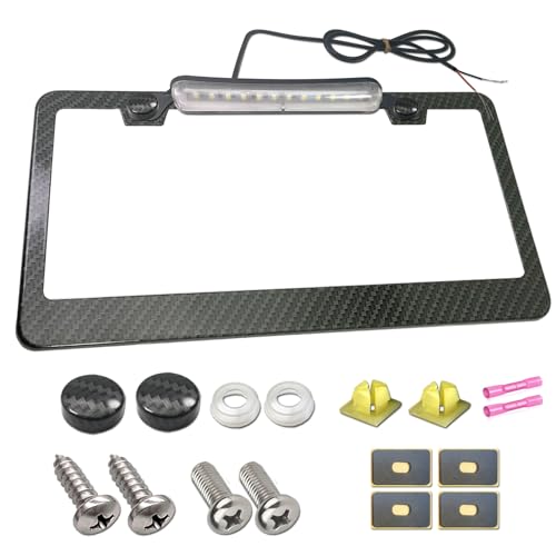 AOOTF License Plate Frame with Light Bar Assembly, Waterproof White - color: Carbon