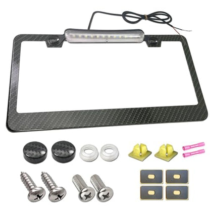 AOOTF License Plate Frame with Light Bar Assembly, Waterproof White - color: Carbon