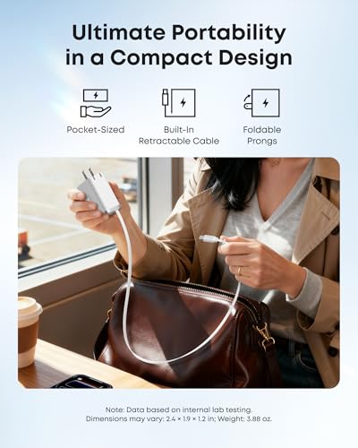 Anker Nano Retractable USB C Charger Block, Compact 35W Phone Charger - color: White