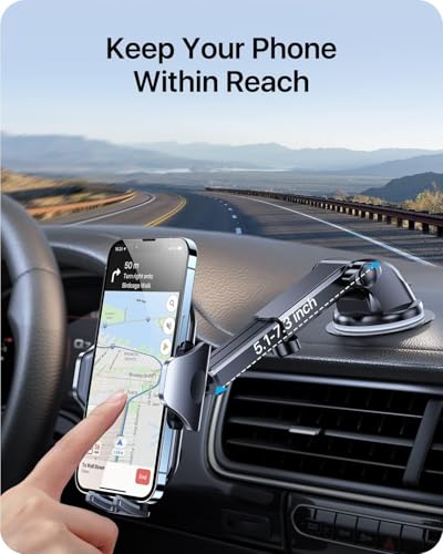 andobil Car Phone Holder, 2026 Military-Grade 89lbs Strongest Suction Phone Holders for Your Car Dashboard/Windshield/Vent Easy Clamp Cellphone Holder Truck Stand for iPhone 17 16 15 Pro Max, Blue - color: Blue
