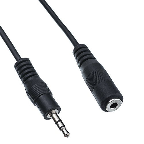 CableWholesale 3.5mm Stereo Extension Cable, 3.5mm Male to Female Nickel Plated Connectors, 26 AWG, 3.5mm Audio Extension Cable, Black, 12 feet