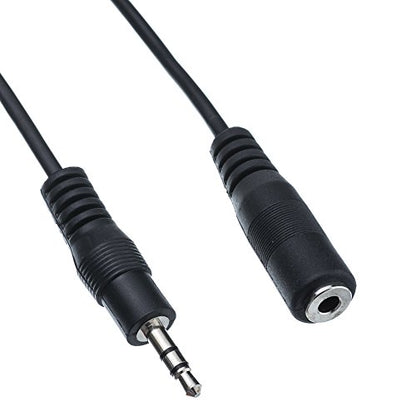 CableWholesale 3.5mm Stereo Extension Cable, 3.5mm Male to Female Nickel Plated Connectors, 26 AWG, 3.5mm Audio Extension Cable, Black, 12 feet
