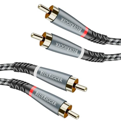 BlueRigger RCA Cable, 10FT (2RCA Male to 2RCA Stereo Audio Cable, Braided, Gold Plated, Subwoofer)- Compatible with Home Theater, Amplifier, Hi-Fi System, HDTV, Car Audio, Turntable, Receiver, Speaker - size: 10FT, style: 2RCA