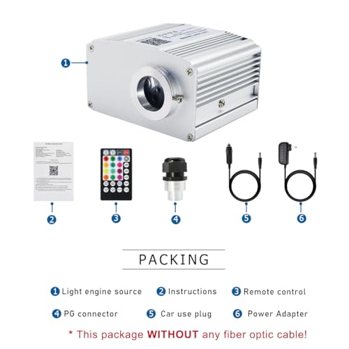 AKEPO 10W Twinkle Fiber Optic Light Engine Light Source, APP Control + Music Activated + 28-Key Remote Control for Car Stars Headliner and Home Star Ceiling Kit - size: 10W Twinkle