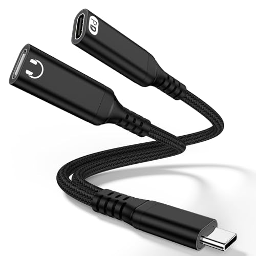 USB C Samsung Headphone Jack Adapter & 60W Fast Charging Charger Cable Type C Splitter 1 in 2 out Cord for Samsung Galaxy S26 Ultra S26+ S26 A37 A57 S25 FE Plus S24 S23 A17 A16 A36,USB C Wired Earbuds - color: Black