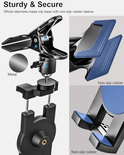Metal Sun Visor Car Phone Holder, 360° Adjustable Magic Arm Phone Mount for Car Visor Clip, Phone Holders for Your Car for iPhone 17 Pro Max 16 15 14 13 12 11 Air Plus, S25, More 4.7 to 7" Smartphones