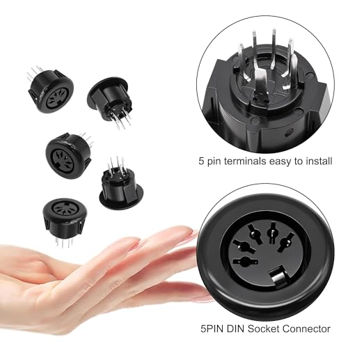XMSJSIY MIDI 5Pin DIN Panel Mount Female Jack Socket Audio Connector -5PCS