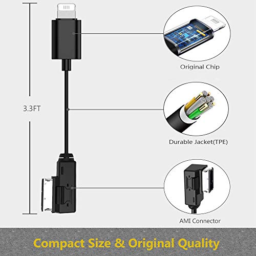 AMI MMI Aux Cable - Compatible with Audi A3/A4/A5/A6/A7/A8/S4/S6/S8/Q5/Q7/R8/TT 2011-2016 with MMI 3G System
