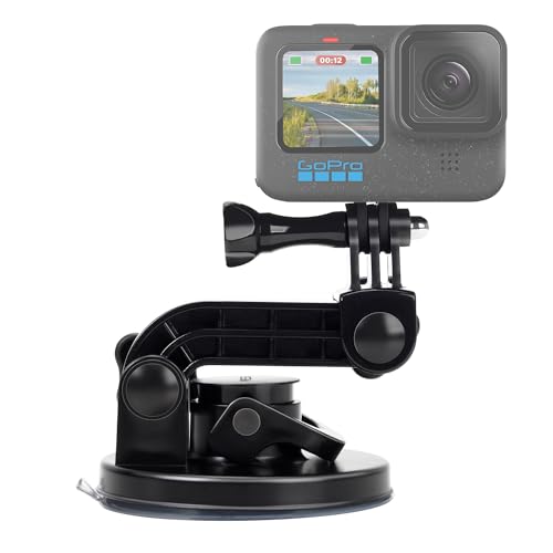Suptig Suction Cup Mount Compatible for Gopro Mission 1 Pro/Gopro Hero 13/12/11/10/9/8/7/6/5/4/3/2 Gopro Max2, Hero+, Hero Session, Dji Action, Insta 360 Action Cameras Car Windshield and Window Mount