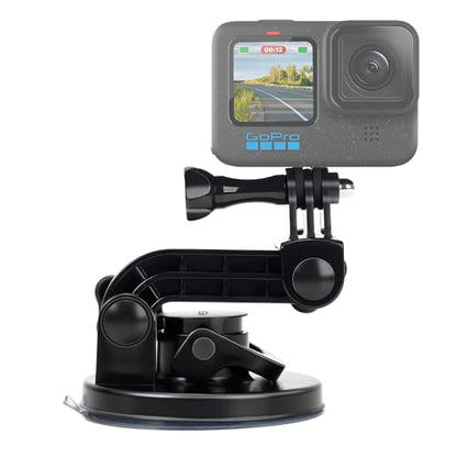 Suptig Suction Cup Mount Compatible for Gopro Mission 1 Pro/Gopro Hero 13/12/11/10/9/8/7/6/5/4/3/2 Gopro Max2, Hero+, Hero Session, Dji Action, Insta 360 Action Cameras Car Windshield and Window Mount