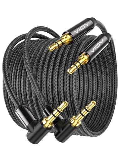 VIOY Aux Cord 2 Pack 20FT,3.5mm Male to Male Right Angle Stereo Audio Cable - size: 20FT+20FT
