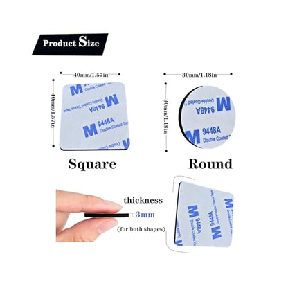 Double Sided Foam Tape,Heavy Duty Mounting Tape,56Pcs 3mm thickness Self-Adhesive Tape,Super-Sticky Black Strong Pads Include Square Round,Waterproof for Walls Door Wood Metals Glass Papers (Black)