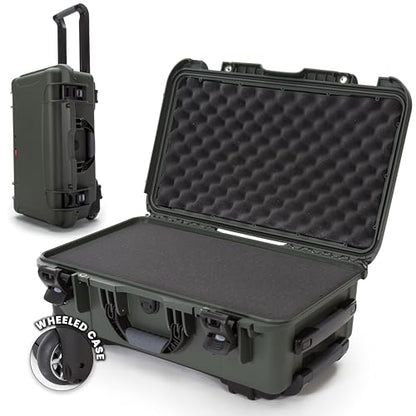 NANUK 935 Hard Case with Cubed Foam for Camera & Lenses – Waterproof Protective Equipment Case with Wheels, 22” x 14” x 9” – Dustproof and Impact Resistant, Carry-On Approved for Most Airlines – Olive - color: Olive, style: Cubed Foam