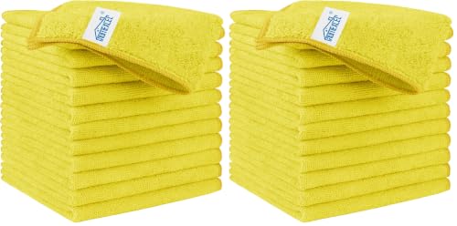 HOMEXCEL Yellow Microfiber Cleaning Cloth, 24 Pack Premium Microfiber Towels for Cars, Lint Free, Highly Absorbent, Reusable Cleaning Rags for Car, Household, Kitchen, Window, 11.5"X11.5" - color: Yellow