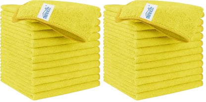 HOMEXCEL Yellow Microfiber Cleaning Cloth, 24 Pack Premium Microfiber Towels for Cars, Lint Free, Highly Absorbent, Reusable Cleaning Rags for Car, Household, Kitchen, Window, 11.5"X11.5" - color: Yellow