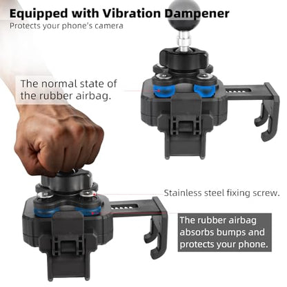 Universal Phone Mount Holder for Car, Truck, Boat - Vibration Dampener, Aluminum AMPS Square Base, Medium Arm, 1s Quick Lock/Release, Camera Friendly, Fits 4.7-7.2" Smartphones - style: Drill Base