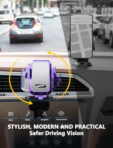 Wireless Car Charger, 15W Fast Charging Auto Clamping Car Charger Cell Phone Holder Mount Vent for iPhone 15 14 13 12 Mini Pro Max, Samsung Galaxy S24 Ultra S23 S22 S21+ Note 20, etc - Purple - color: PURPLE