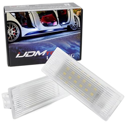 iJDMTOY Error Free 18-SMD Xenon White Full LED Footwell Step Courtesy Lights Compatible with BMW Fxx Chassis Code 1 2 3 4 5 7 Series X1 X3 X5 X6 etc., OEM Replacement 2-LED Lamp - style: White