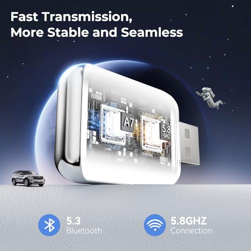 Wireless Carplay Adapter for iPhone, Convert Wired Car Play to Wireless, 2 in 1 Plug and Play Mini CarPlay and Android Auto Adapter for iOS 10 Android 11 and Above, Cars with Built-in Carplay (White) - color: White-Silver