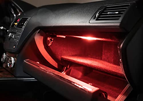 iJDMTOY Brilliant Red LED Compartment Glove Box or Footwell Lights Compatible with Volkswagen Jetta GTI Altas CC Eos, Powered by 3W 18-SMD LED Lights, Replace OEM Incandescent Lamps - style: Red