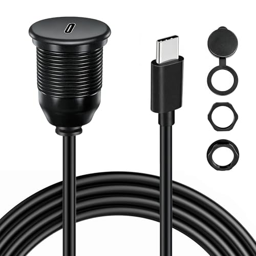Single Port USB C 2.0 Male to USB C 2.0 Female Extension Cable,Flush Mount Waterproof Panel Cable for Car,Truck,Boat,Motorcycle Dashboard 3.3ft - style: Single Port USB Type C 2.0