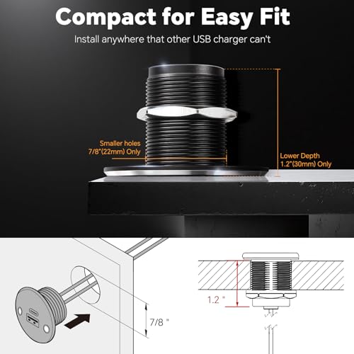 Aluminum RV USB Outlet, Dual Port High-Speed 12V Charger Socket - color: Big Version
