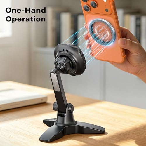 APPS2Car for MagSafe Charger Stand Qi2 15W Fast-Charging Wireless Charger Stand with Cooling Fan Adjustable Magnetic Desktop Phone Holder for Office Compatible with iPhone 12-17 Series (No Adapter) - color: Black-Wireless Charger