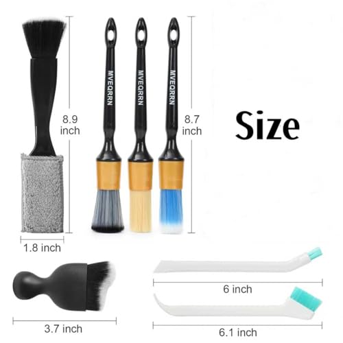 MVEQRRN 7PCS Car Detailing Brush Set,Boars Hair Detail Brush Kit(Gold) - color: 7PCS detailing brush gold