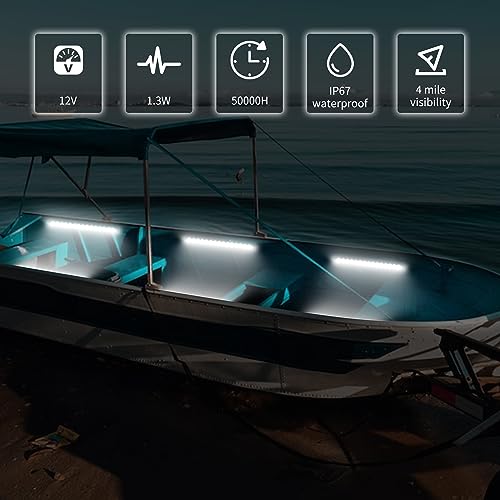 RVZONE Marine LED Boat Strip Lights, White 4‑Pack IP67 Interior Lighting - color: White/11.8 inch/4 Pcs