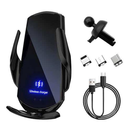 Sun Walker Wireless Car Charger Mount, Electric Induction 15W Fast Charging Bracket Air Vent Phone Holder, Auto-Clamping Wireless Charger Vent Mount Compatible with Most Smartphones (Black) - color: Black