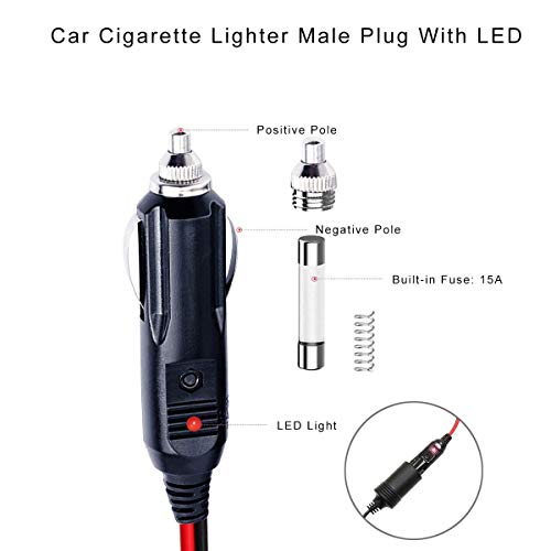 SPARKING 25FT Cigarette Lighter Extension Cord 25FT - Male Plug to Female Socket 16AWG Heavy Duty Extension Cable with LED Lights Power for Tire Pump, Air Compressor (25FT) - size: 25FT