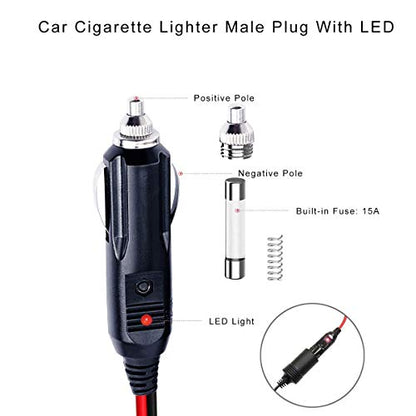SPARKING 25FT Cigarette Lighter Extension Cord 25FT - Male Plug to Female Socket 16AWG Heavy Duty Extension Cable with LED Lights Power for Tire Pump, Air Compressor (25FT) - size: 25FT
