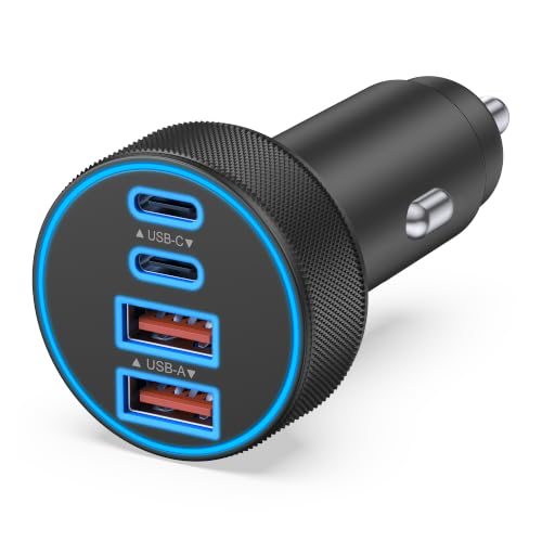 USB C Car Charger, 4-Port 90W Super Fast Charging Cigarette Lighter Adapter - style: 1 Pack