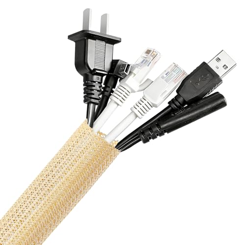 AGPTEK Cable Sleeve, 20ft - 1 inch Cable Management Cord Hider, Wood Color - color: Wood Color, size: 1"-20ft