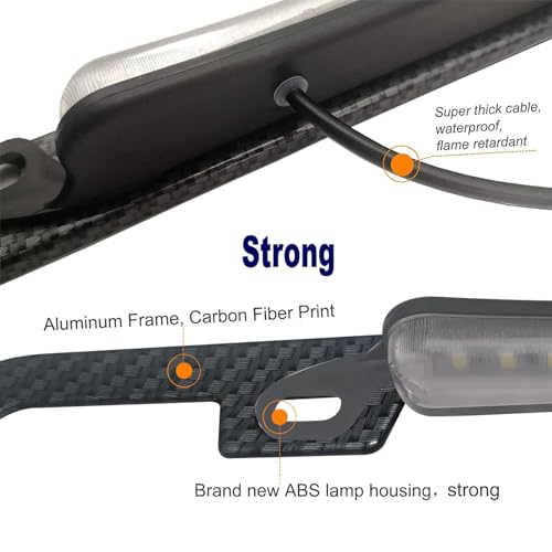AOOTF License Plate Frame with Light Bar Assembly, Waterproof White - color: Carbon