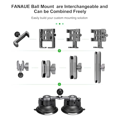 FANAUE Universal Car Phone Mount - Heavy-Duty Sticky Gel Suction Cup with 25mm Ball, 1" RAM-Compatible Windshield/Dashboard Phone Holder for Cars, Trucks & SUVs - Secure Anti-Slip Auto Accessories