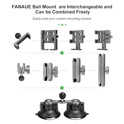 FANAUE Universal Car Phone Mount - Heavy-Duty Sticky Gel Suction Cup with 25mm Ball, 1" RAM-Compatible Windshield/Dashboard Phone Holder for Cars, Trucks & SUVs - Secure Anti-Slip Auto Accessories