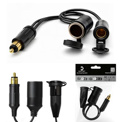 Cliff Top Hella DIN Motorcycle Cigarette Lighter Adapter 12V/24V Converter - color: DIN to Cigarette and Din Sockets Adapter