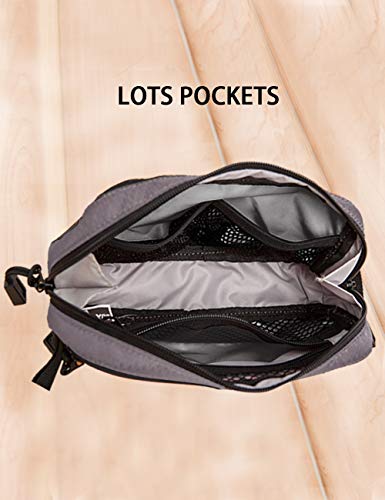 GOX Travel Toiletry Bag for Men Small Toiletry Pouch Orange Dopp Kit Mens Nylon Shave Bag Boys Hanging Toiletry Travel Bag Mini(Grey) - color: Grey