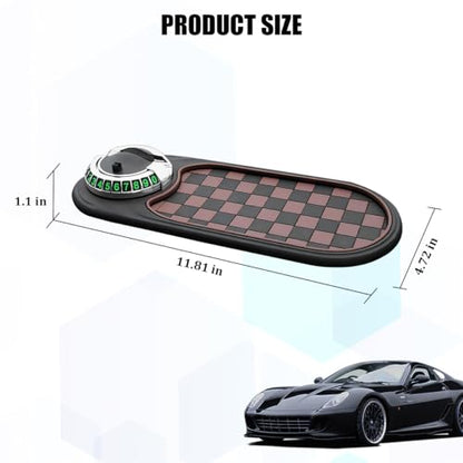 HZEL Car Dash Anti-Slip Pad, 3 in 1 Rotating Vehicle Dashboard Mat with Temporary Parking Number, Anti-Shake Auto Phone Sunglasses Keys Holder Organizer Pad, Universal Fit (Black/Brown/Silver) - color: Black/Brown/Silver
