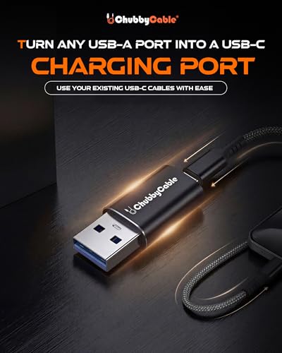 chubbycable USB to USB C Adapter USBC Female to A Male OTG Charger, 2 Pack