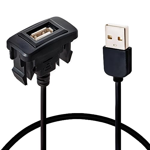 Anina 1.57"x0.87" USB Port Car Charger for Toyota, Male to Female USB Power Socket Adapter, Panel Flush Mount Extension Cable for Tacoma FJ Cruiser Highlander, Square Vehicle Dash Port for IOS Android