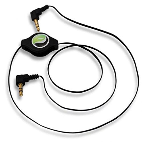 Retractable Aux Cable Car Stereo Wire Audio Speaker Cord 3.5mm Aux-in Adapter Auxiliary [Black] for iPod Nano 5th, 7th Gen - iPod Touch 1st, 2nd, 3rd, 4th, 5th Generations - HTC 10 - OnePlus 6