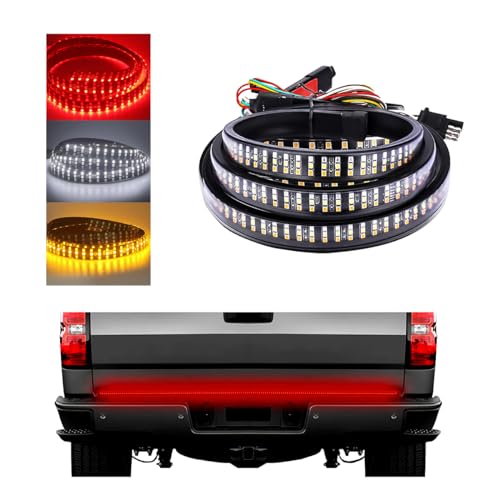 Yourkar Tailgate Light Bar, 47 Inch Triple Row LED Tailgate Light Bar, LED Flexible Strip with Red Running Brake White Reverse Yellow Turning Signals Lights, Car Accessories - color: Triple, size: 47"