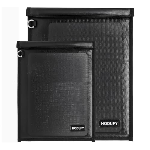 Faraday Bag for Laptops & Tablets - 2 Pack 20 x 15 inches and 15 x 10 inches Faraday Cage, Faraday Key Fob Protector, Fireproof & Waterproof Key Fob Signal Blocker, RFID Pouch for Key Fob(Black)