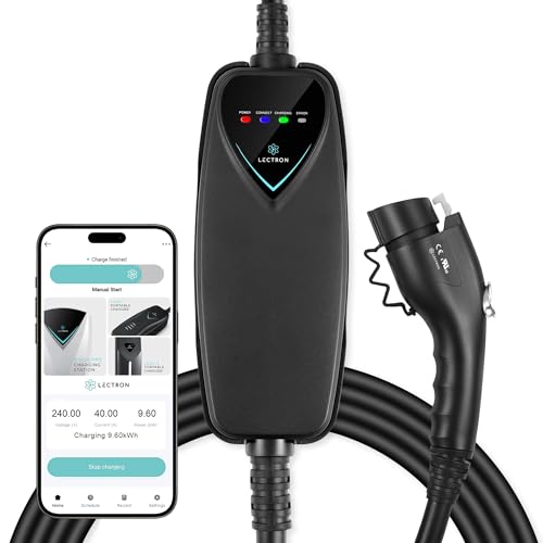 Lectron Level 2 J1772 Charger (WiFi Version) - 240V, 40 Amp, NEMA 14-50 Plug, 16 ft Extension Cord - Portable Electric Car Charger for J1772 Evs - size: 40A NEMA 14-50 with APP
