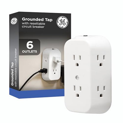 GE Outlet Extender, 6 Outlet Multi Plug Wall Power Splitter - size: 1 Pack