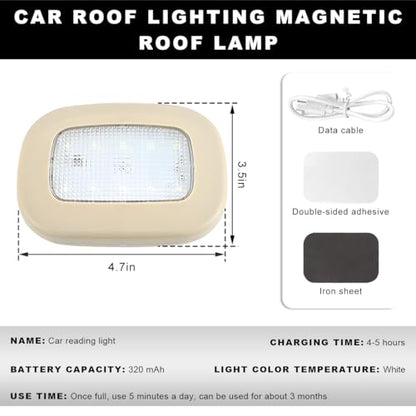 Car Interior Ceiling Roof Lights, Magnetic Dome Lamp 10 LEDs Ceiling Roof Map Reading Light, USB Rechargeable Wireless Interior Dome Lamp for Car RV Truck Trailer Camper (Beige) - color: Beige